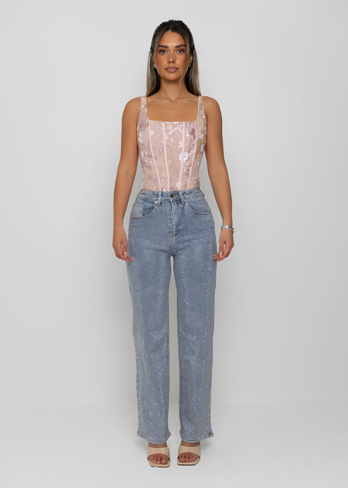 Enchanted Moments Embellished Bodysuit - Pink