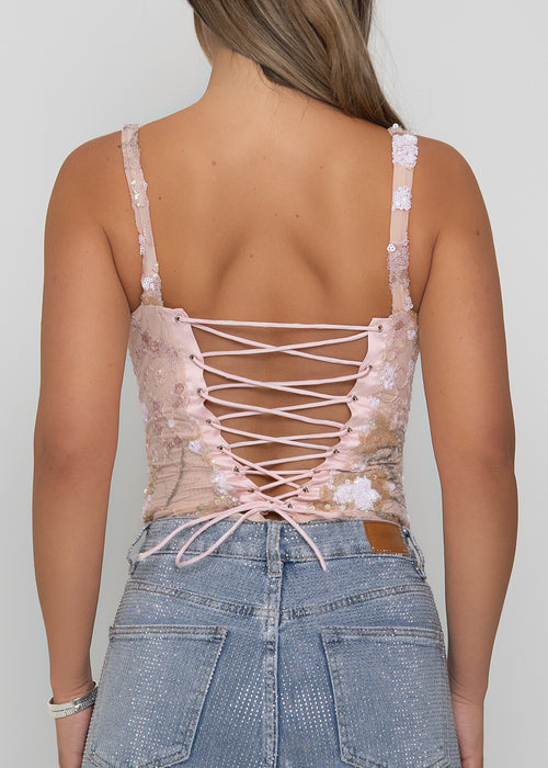 Enchanted Moments Embellished Bodysuit - Pink