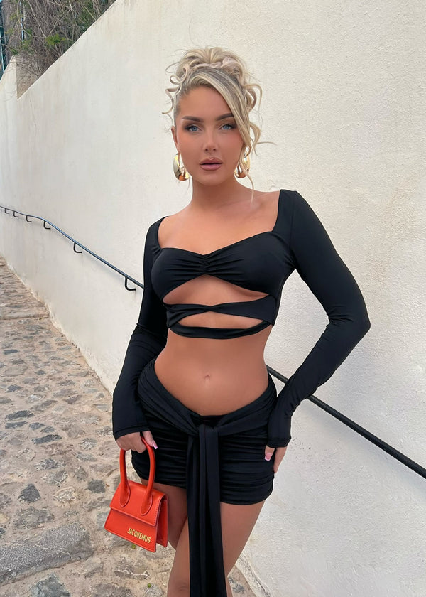 Rave on Repeat Two Piece Set - Black