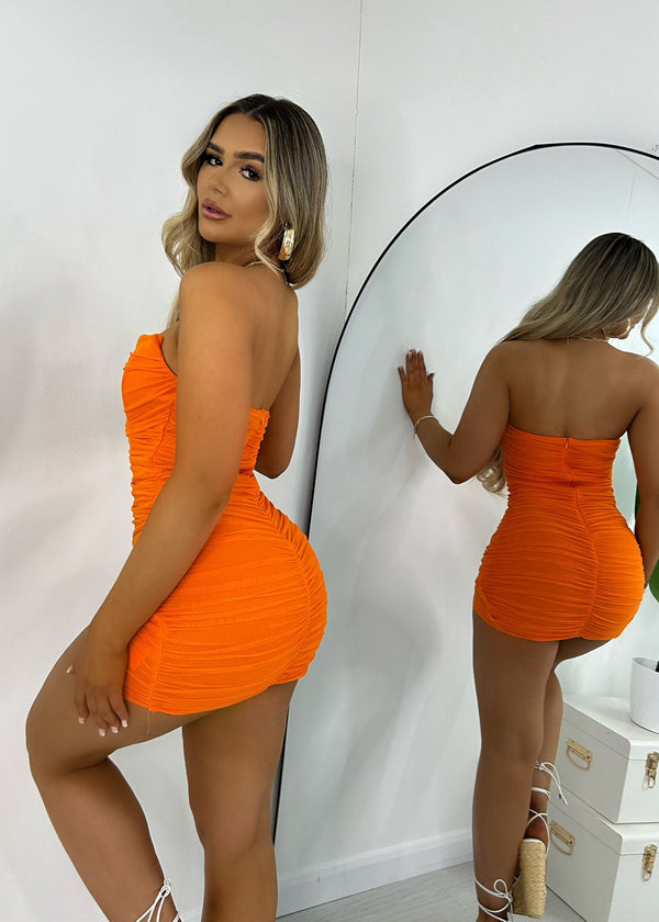 Adore You Mesh Mini Dress - Orange