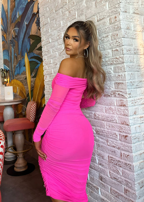 Tammy Midi Dress - Hot Pink