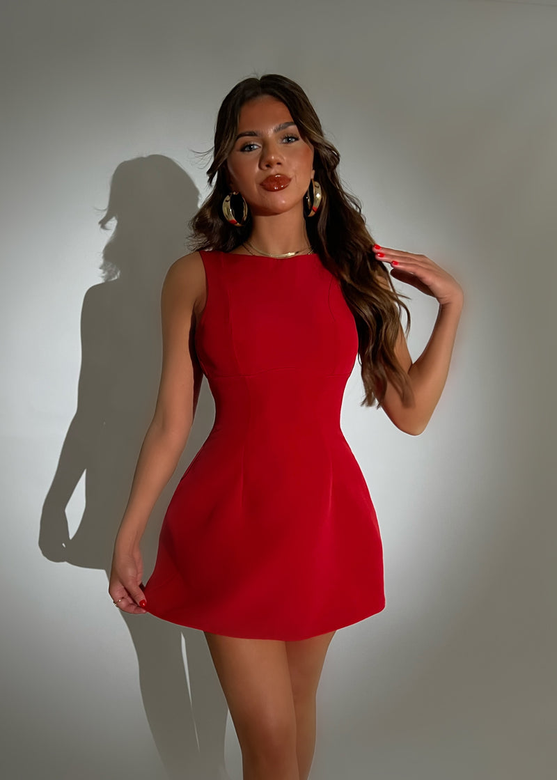 Call You Mine Structured Mini Dress - Red