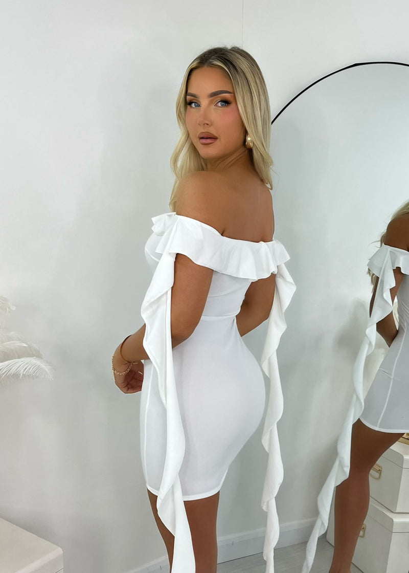 Love Game Frill Mini Dress - White