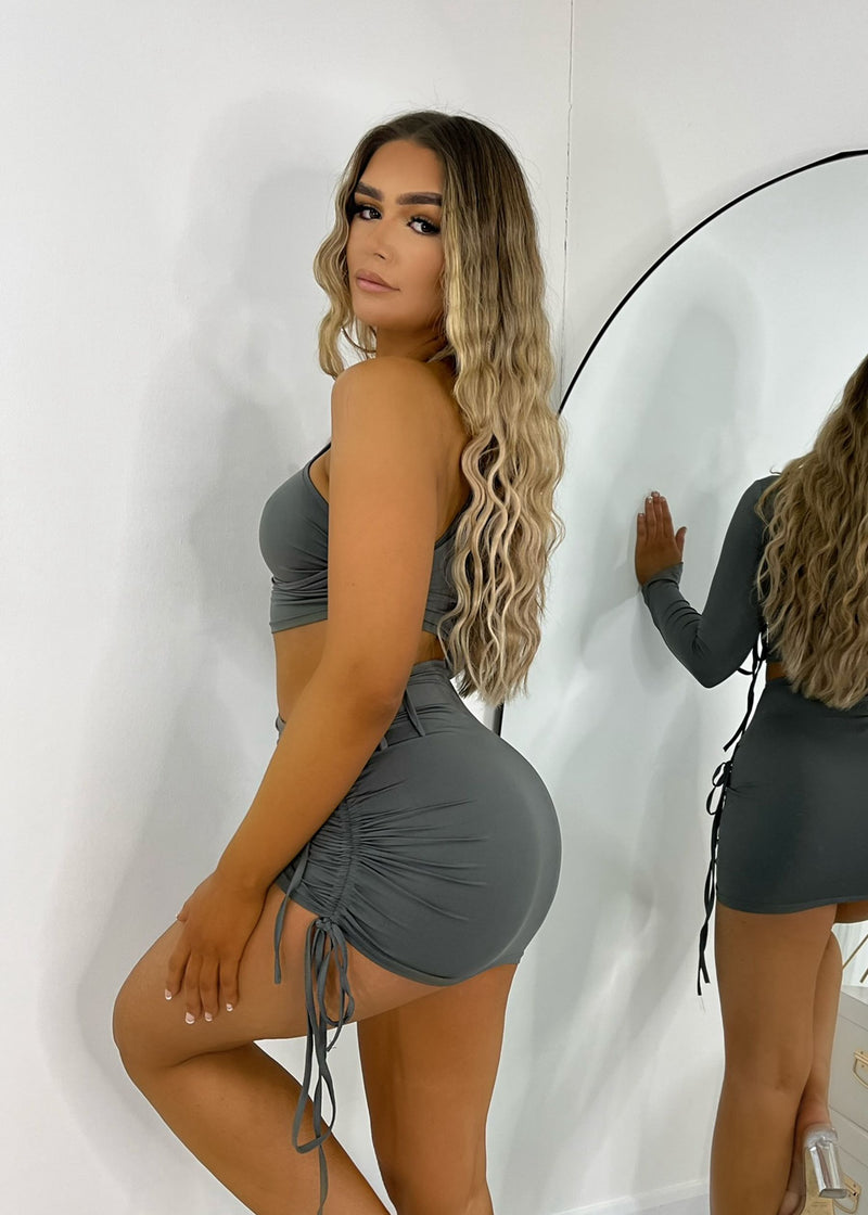 Edge of Glory One Shoulder Two Piece - Grey
