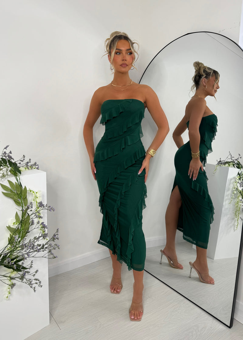 Your Fantasy Ruffle Midi Dress - Green