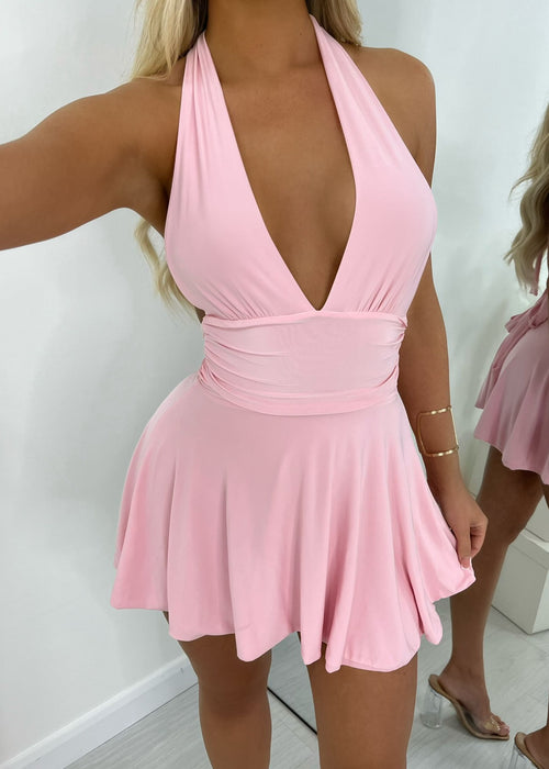 Secret Life Halter Neck Mini Dress - Pink