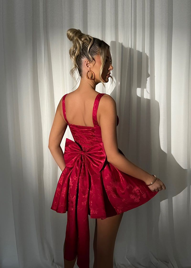 Tainted Love Mini Bow Dress - Wine