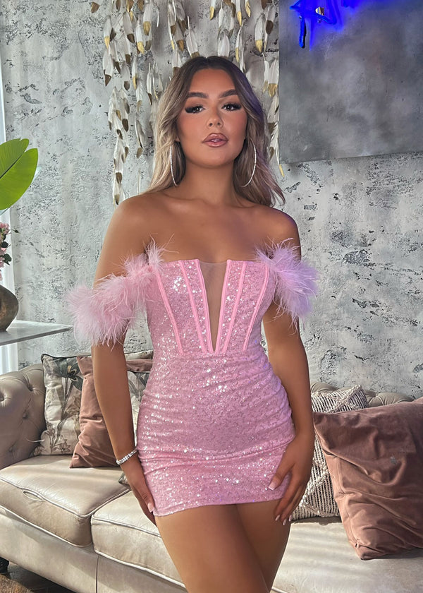 Jenni Corset Sequin Mini Dress - Pink – Dressmezee