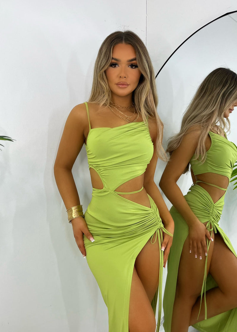 Natalia Cut Out Maxi Dress - Green