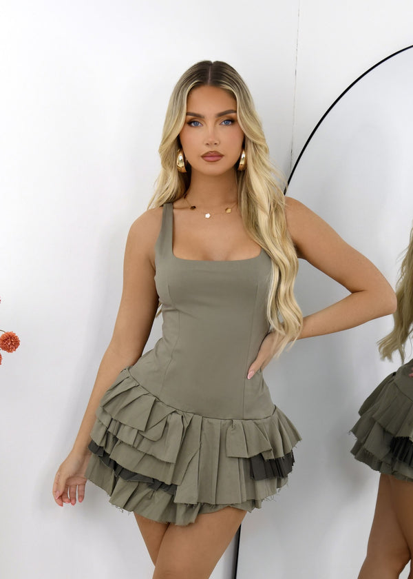 Fight For You Skort Mini Dress - Olive