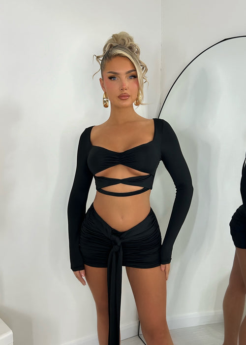 Rave on Repeat Two Piece Set - Black