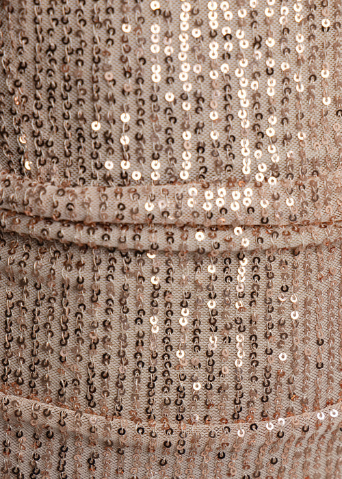 Iconic Fantasy Cowl Neck Sequin Mini Dress - Rose Gold