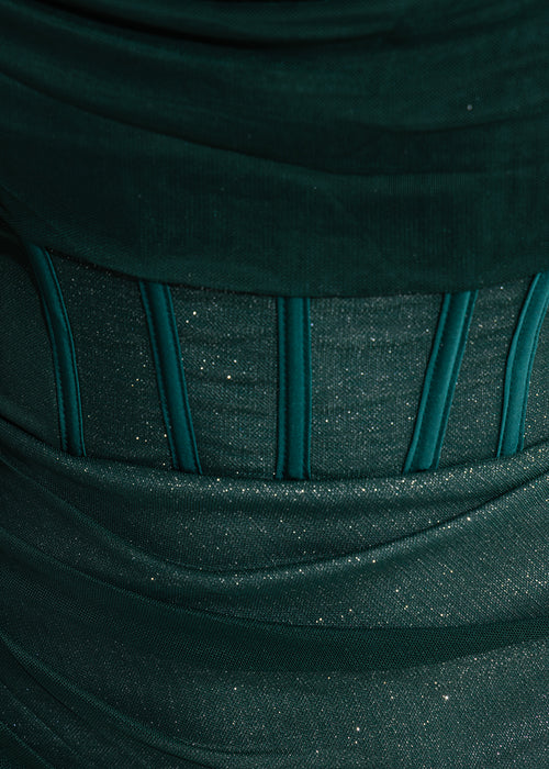 Last Request – Schimmerndes Minikleid aus Netzstoff – Smaragdgrün
