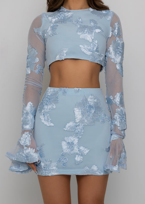 Love Ignited Long Sleeve Two Piece - Blue