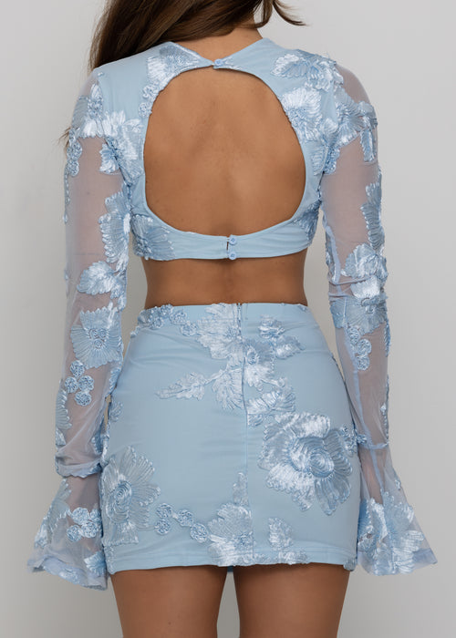 Love Ignited Long Sleeve Two Piece - Blue