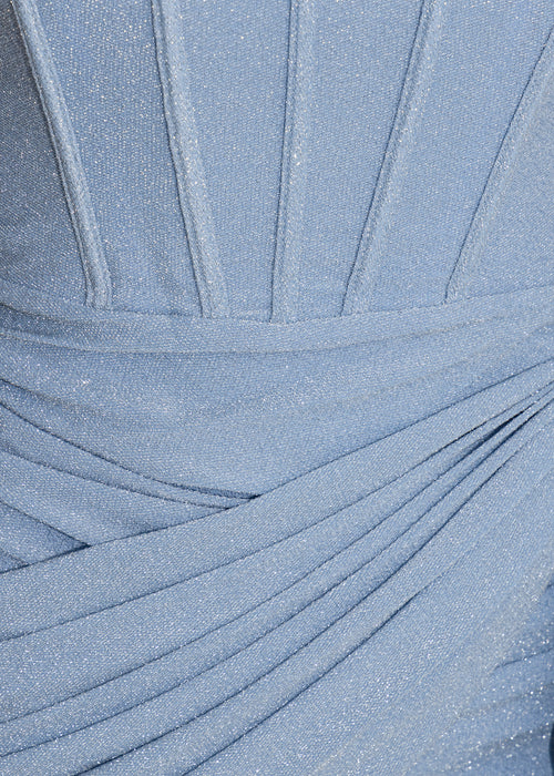 Sweet Goodbyes – Drapiertes Minikleid aus Lurex - Blau