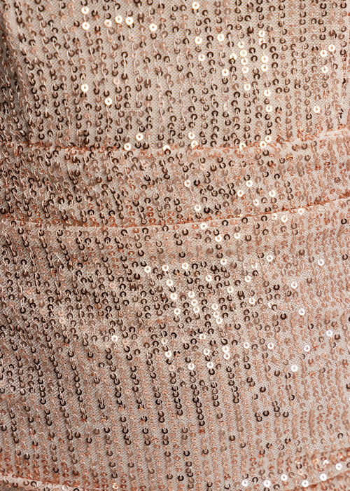 The Night of Nights – Pailletten-Midikleid mit Wasserfallausschnitt – Roségold