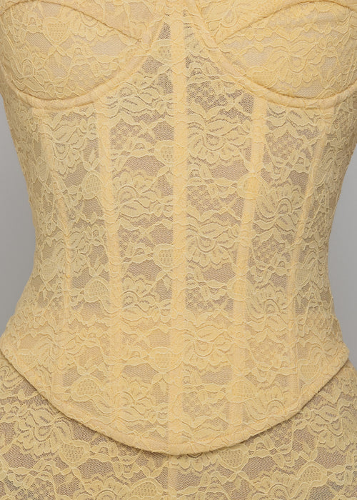 Time After Time Lace Capri Two Piece - Yellow