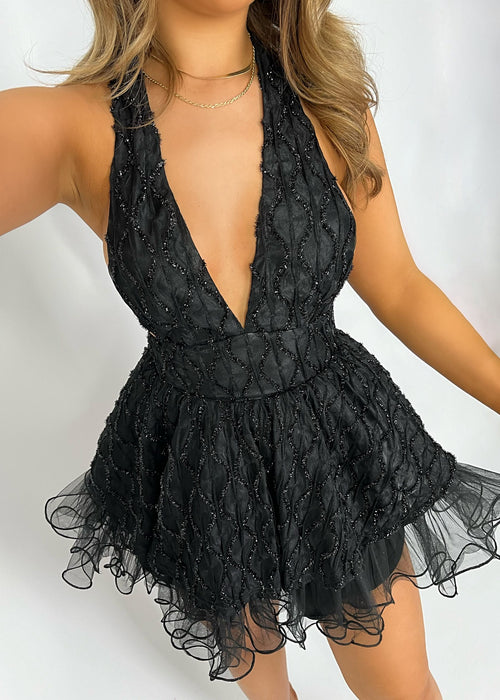 Steal Your Heart Mini Dress - Black