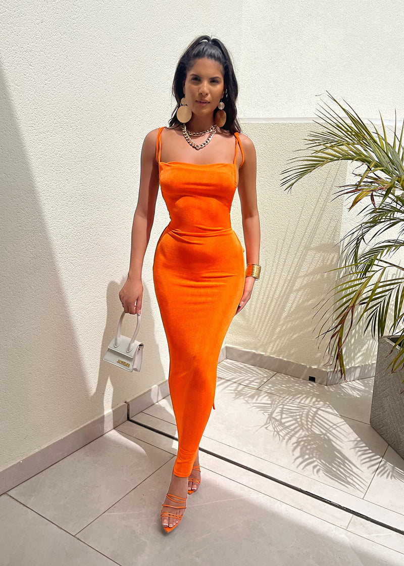 Stacee Low Back Maxi Dress - Orange