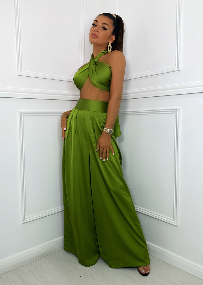 Turn Up The Heat Satin Two Piece - Green – Dressmezee